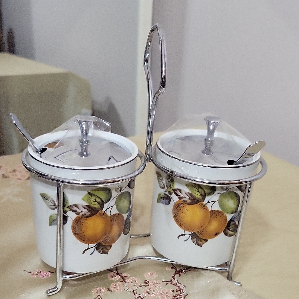 Stafford White Ceramic Condiment Serving Set / England
